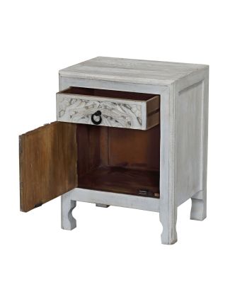 Noční stolek z mangového dřeva, ruční řezby, 43x35x60cm