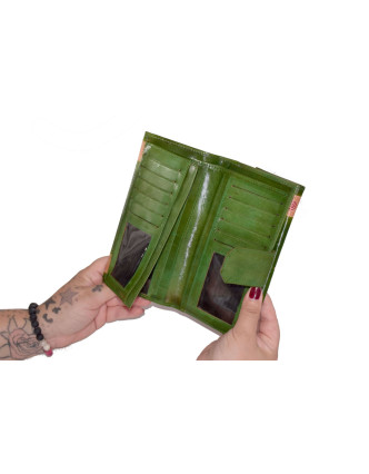 Peněženka, Slunce malovaná kůže, zelená, 9,5x19,5cm