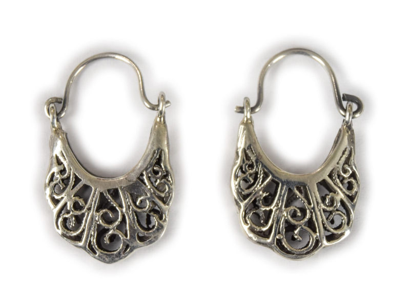 Stříbrné náušnice s ornamenty, AG 925/1000, 5g, Nepál
