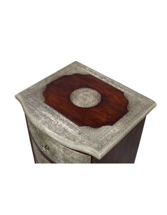 Komoda z palisandrového dřeva s mosazným kováním a šuplíky, 46x40x95cm