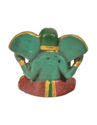 Ganesh, sedící, tyrkysový, barvený, pryskyřice, 5cm