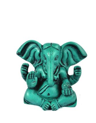 Ganesh baby sedící, tyrkysový, pryskyřice, 10x5x8cm