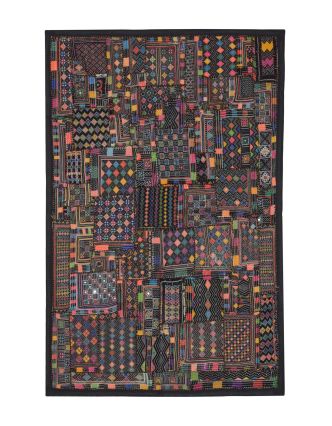 Unikátní tapiserie z Rajastanu, barevná, ruční vyšívání, 140x91cm