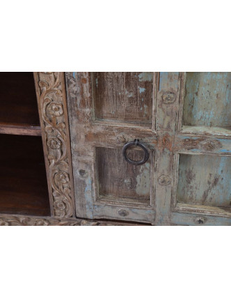 Knihovna z antik teakového dřeva, dvoudílná, 196x46x200cm