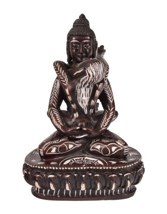 Buddha Shakti, pryskyřice, červený, ručně malovaný, 9x8x13cm