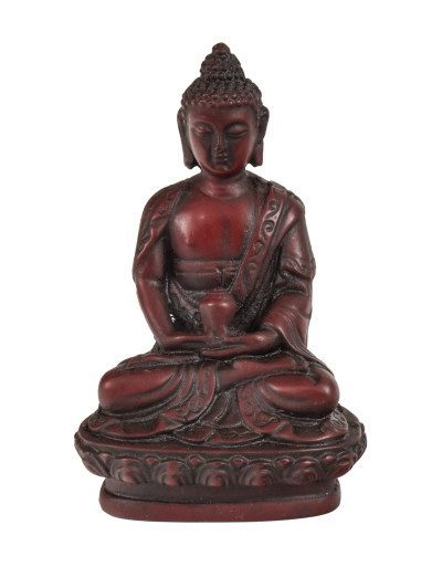 Buddha Amithába, tmavě červený, pryskyřice, 9cm
