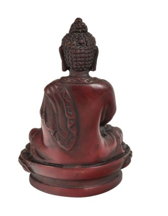 Buddha Amithába, tmavě červený, pryskyřice, 9cm