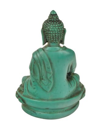 Buddha Šákjamuni, tyrkysový, pryskyřice, 9cm