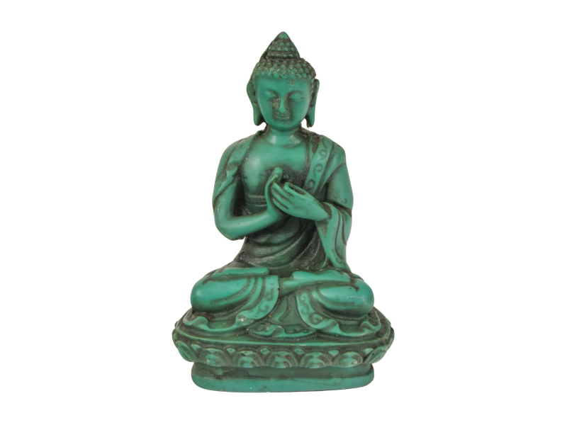 Buddha Vairóčana, tyrkysový, pryskyřice, 9cm