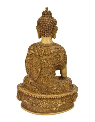 Buddha Šákjamuni, ručně vyřezávaný, antik patina, 18x12x28cm
