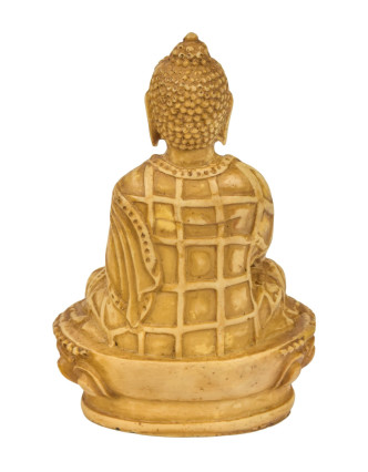 Buddha Šákjamuni, ručně vyřezávaný, bílý, 7x5x10cm