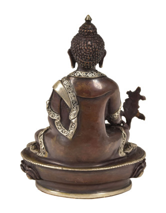 Uzdravující Buddha, mosazná soška, postříbřená, 7x4x9cm