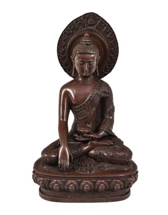 Buddha Šákjamuni, mosazná soška, 10x7x17cm