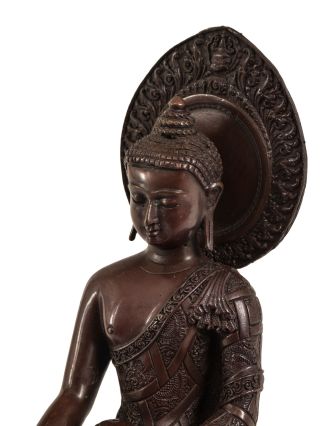 Buddha Šákjamuni, mosazná soška, 10x7x17cm