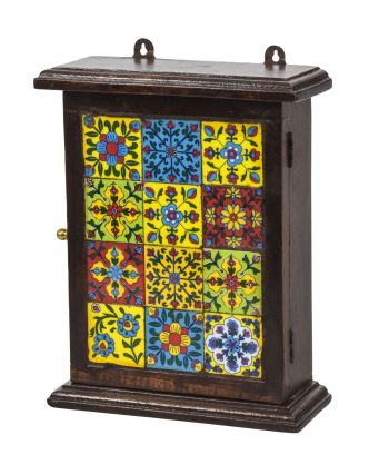 Skřínka na klíče, barevné keramické dlaždice, 21x8x26,5cm