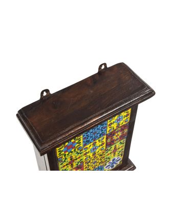Skřínka na klíče, barevné keramické dlaždice, 21x8x26,5cm