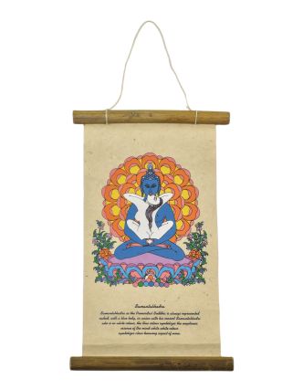 Barevný tisk na svitku z ručního papíru, Buddha Samantabhadra, 33x20cm