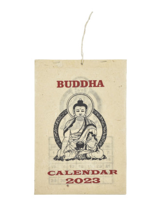 Kalendář Buddha, ručně tištěný na rýžovém papíru, 10x15cm