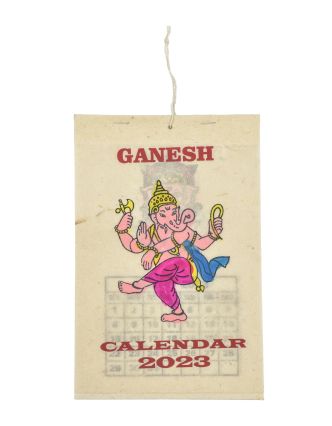 Kalendář Ganéš, ručně tištěný na rýžovém papíru, 10x15cm
