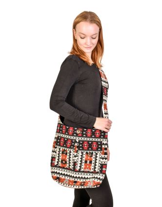 Taška přes rameno, barevná, velká, Aztec design, 2 přední kapsy, zip, 40x36 cm