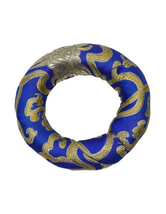 Podložka pod tibetskou mísu z modrého brokátu, prům 8cm