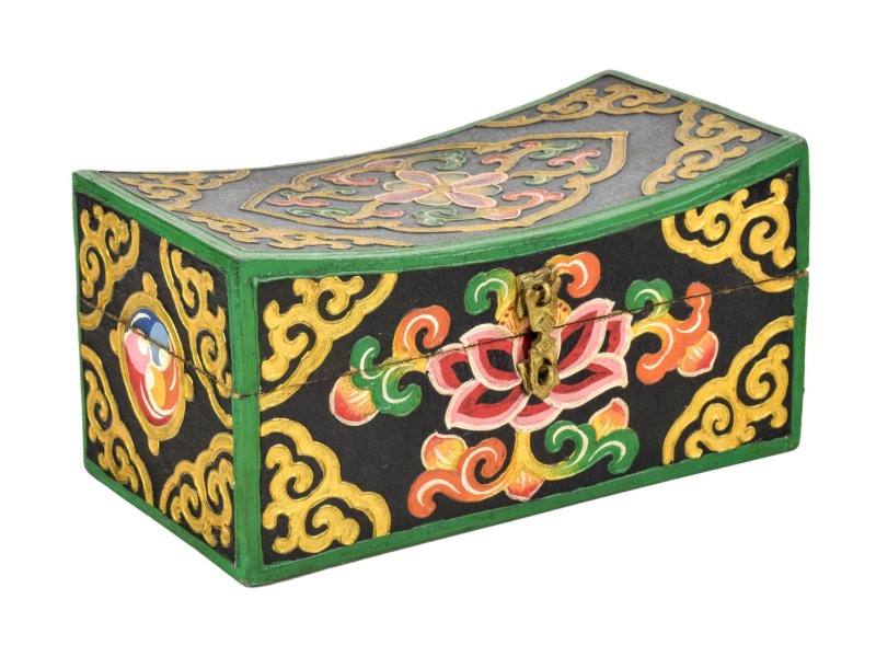 Dřevěná šperkovnice ručně malovaná, buddhistické motivy 20x11x10cm