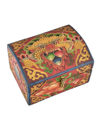 Dřevěná šperkovnice ručně malovaná, buddhistické motivy 18x14x11cm