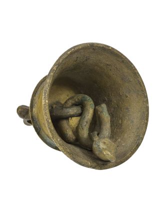 Starožitný zvonec, mosaz, 11x11x13cm