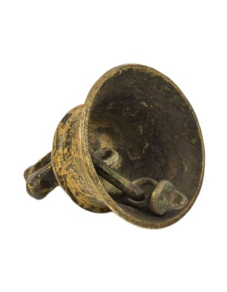 Starožitný zvonec, mosaz, 11x11x13cm