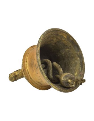 Starožitný zvonec, mosaz, 13x13x17cm