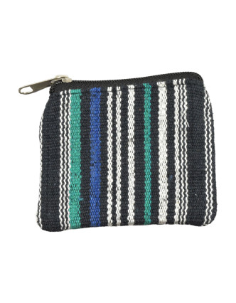 Malá bavlněná peněženka na drobné, "ghari barevné proužky", zip, 11x9cm