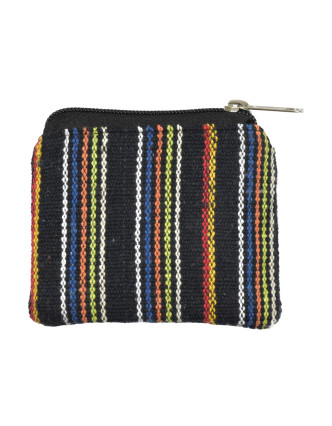 Malá bavlněná peněženka na drobné, "ghari barevné proužky", zip, 11x9cm