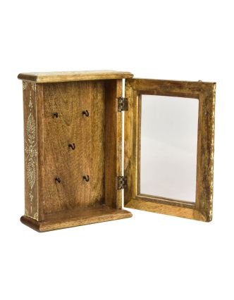 Skříňka na klíče z mangového dřeva, ručně malovaná, 20x8x28cm