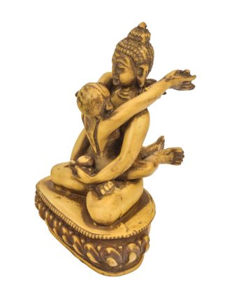 Buddha Shakti, pryskyřice, bílá antik patina, 9x8x13cm