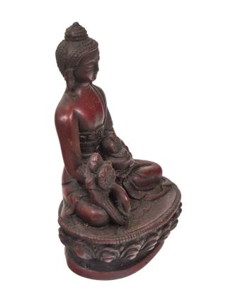 Uzdravující Buddha, červený, pryskyřice, 7x5x11cm