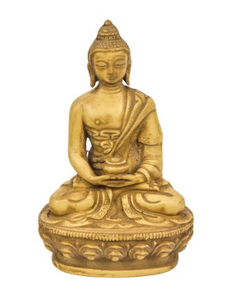 Buddha Amithába, světlý, antik patina, pryskyřice, 7x5x11cm
