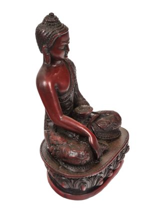 Buddha Šákjamuni, červený, ručně vyřezávaný, 10x7x14cm