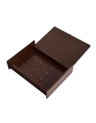 Skříňka na klíče z mangového dřeva, keramické dlaždice, 22x8x31cm