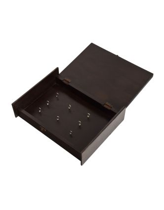 Skříňka na klíče z mangového dřeva, keramické dlaždice, 22x8x31cm