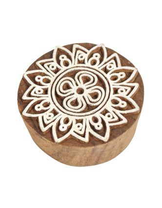 Dřevěné vyřezávané razítko, "Mandala" prům.6 cm