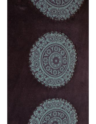 Krátké modré sametové šaty s krátkým rukávem a Chakra tiskem