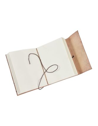 Notes v kožené vazbě, Ganéš, ruční papír, cca 13x18cm