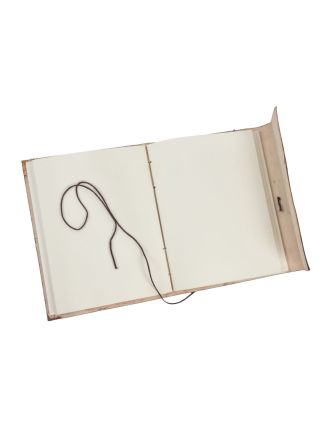 Notes v kožené vazbě, ruční papír, ÓM, 15x20cm