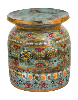 Stará váza ze dřeva, ručně malovaná, 32x32x36cm