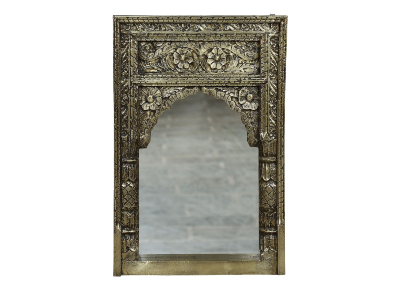 Zrcadlo v rámu z mangového dřeva, moszné kování, 63x9,5x92cm