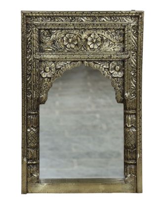 Zrcadlo v rámu z mangového dřeva, moszné kování, 63x9,5x92cm