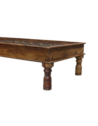 Konferenční stolek ze starých dveří se sklem, mangové dřevo, 169x90x45cm