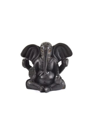 Ganesh, černý, sedící, pryskyřice, 5 cm