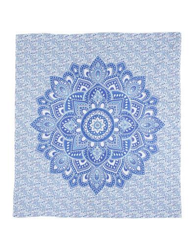 Přehoz na postel, modro-bílý tisk, mandala, 220x230cm