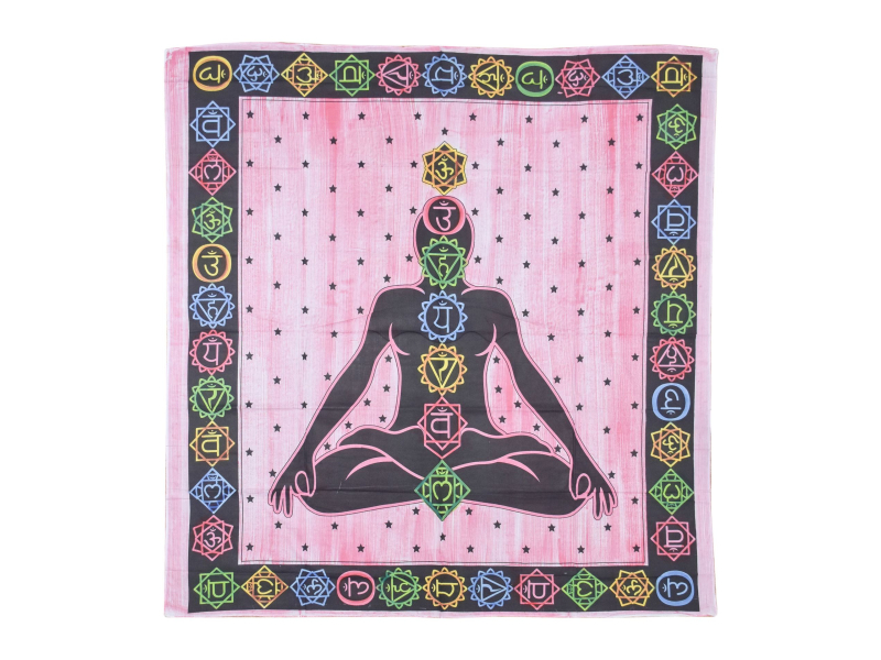 Přehoz na postel, Chakra Yoga, červený, černý tisk, 210x240cm